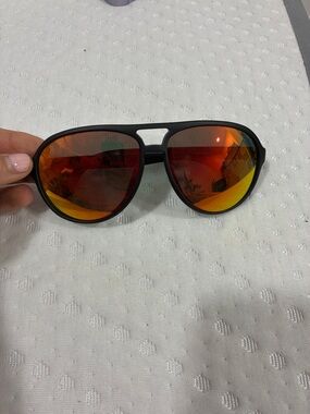 TYR Black Aviator Sunglasses with Red-Orange Mirrored Lenses